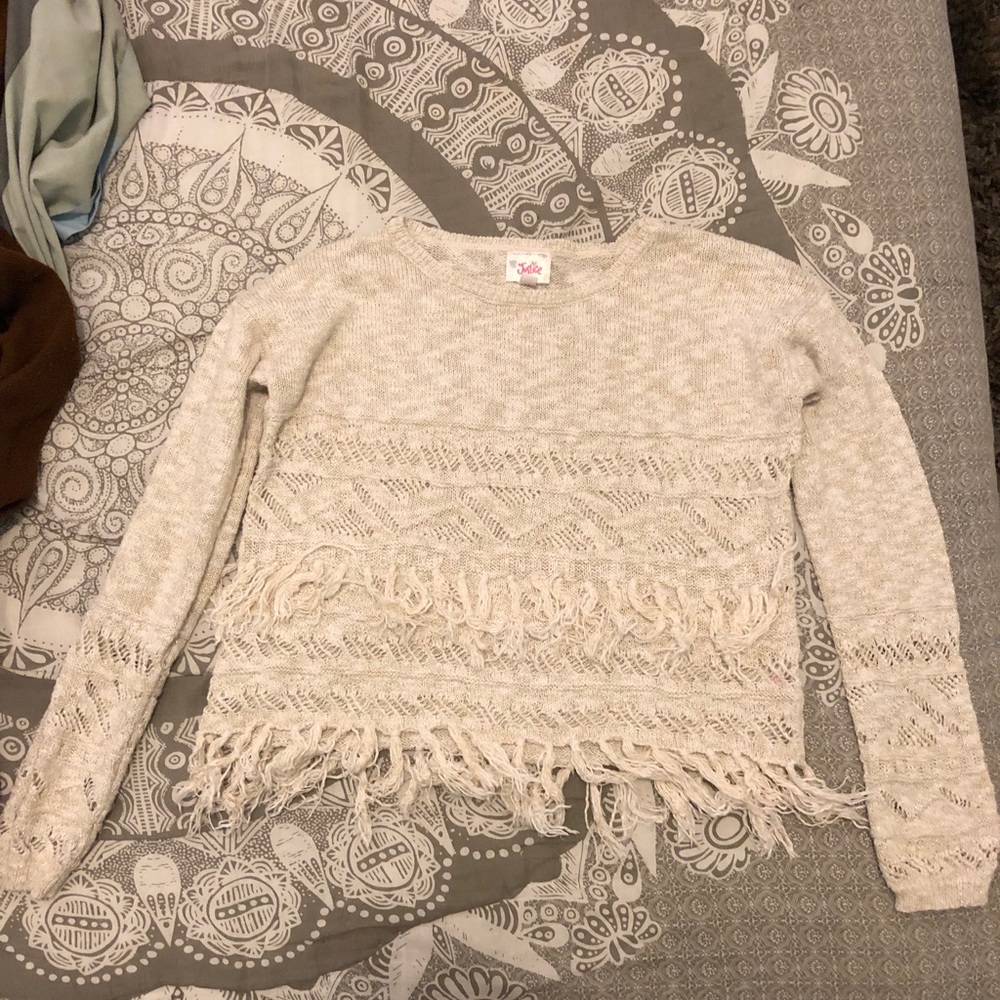 Girls Beige and Gold Knit Sweater